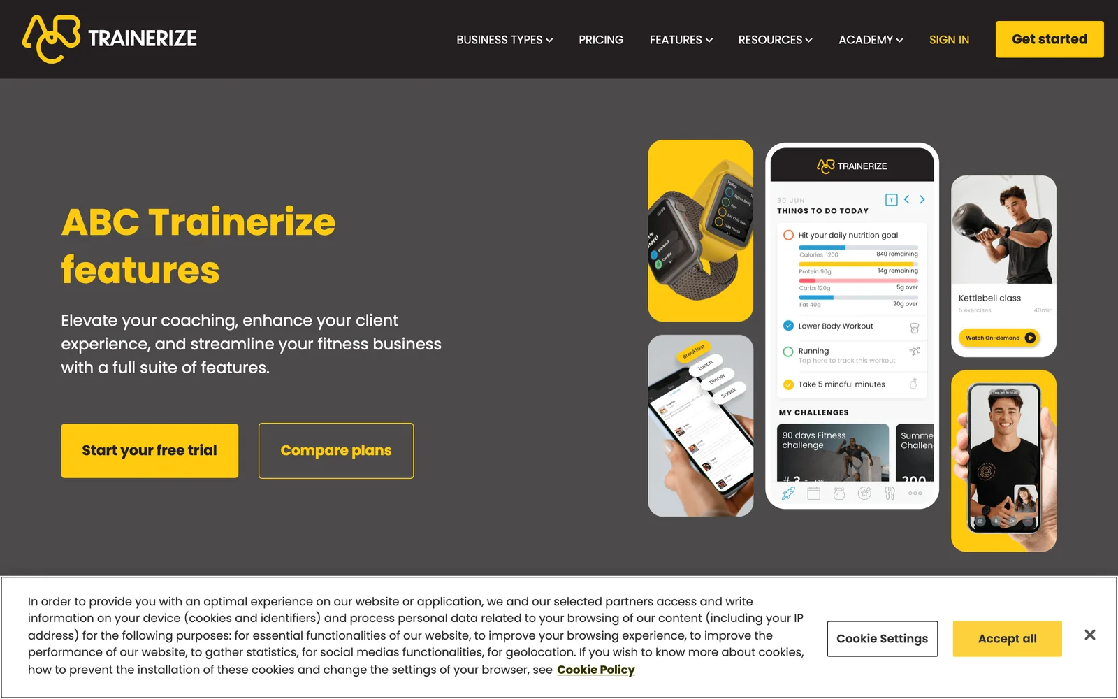 Trainerize features page