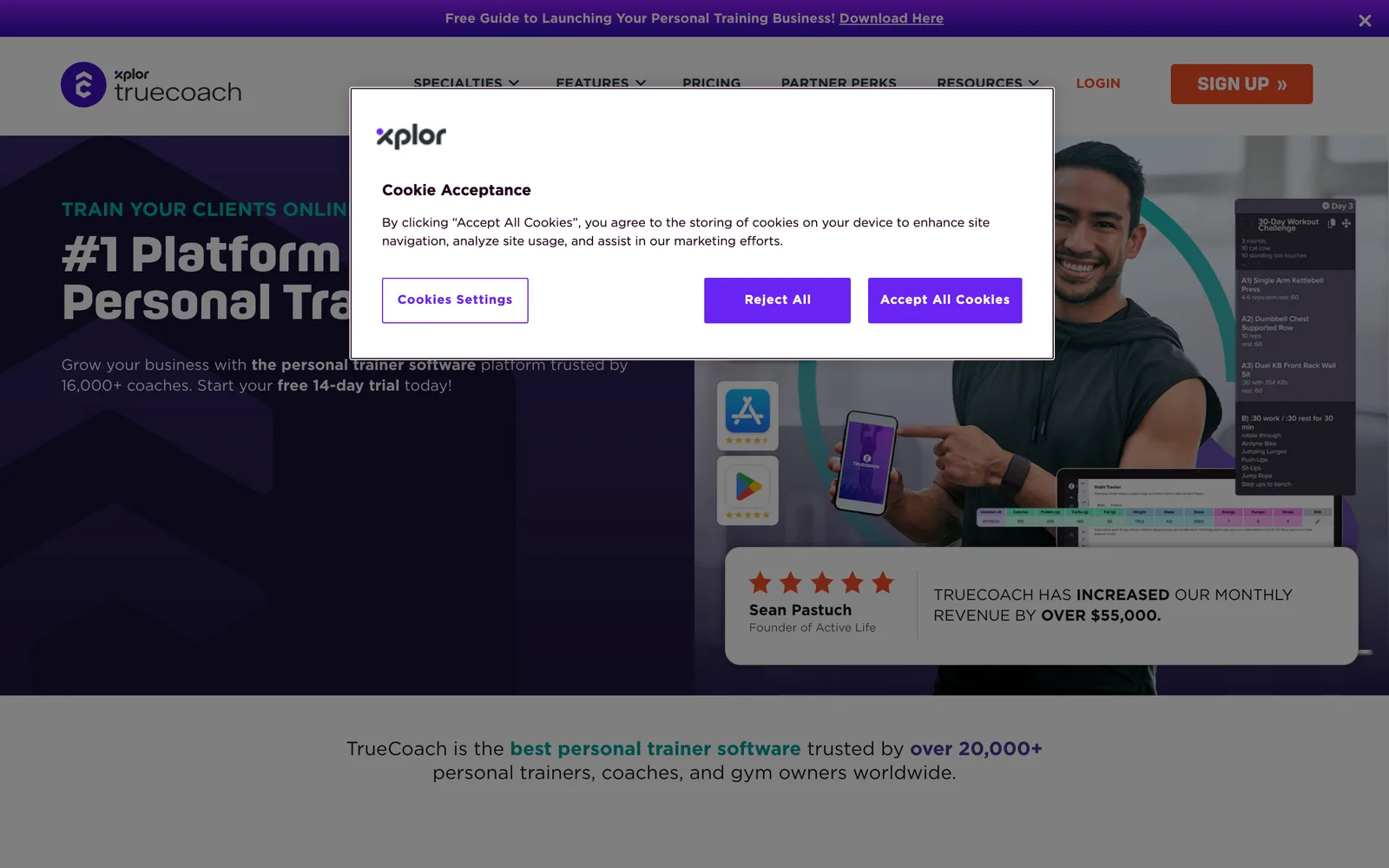 TrueCoach marketing homepage